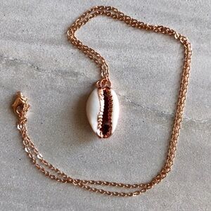 Dainty 14k Rose Gold Cowrie Shell Necklace